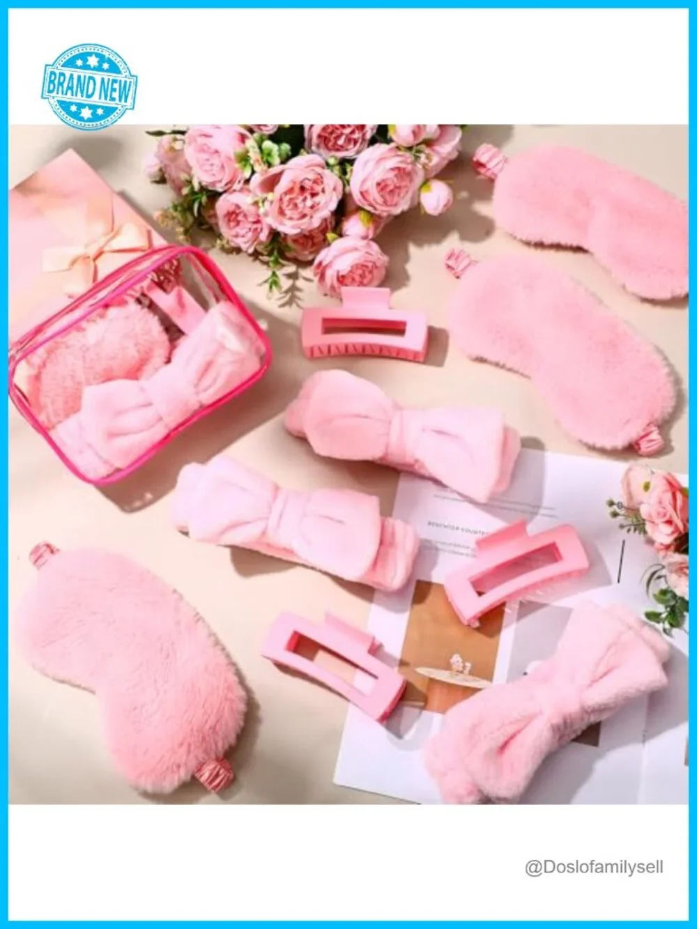 24 Pcs Spa Party Favors Sleepover Kit with Headbands Eye Masks Hair Clips Bags